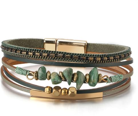 Fesciory Leather Wrap Bracelets for Women, Boho Western Layered Jewelry