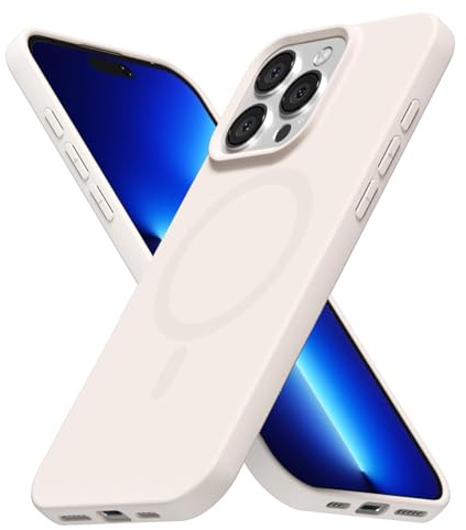 LoeoeL for iPhone 13 Pro Max Case Silicone Mag Safe, Compatible with Magsafe Ultra Slim Thin Magnetic Phone Case for Women Girls, Soft Rubber Gel Matte TPU Solid Color Minimalist Cover, Beige Cream