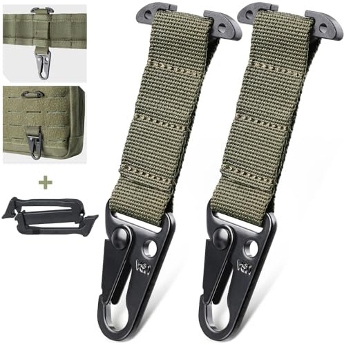 LIVANS Molle Belt Clip Key Holder Tactical Battle Belt Plate Carrier Vest Attachment Clip for Hanging Keys or Gloves, Universal Fit Molle Accessories Clip |T-Mount Clash Hook, Include Z-Buckle