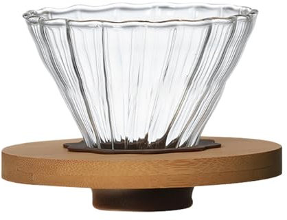 Goutteur à café en verre transparent, entonnoir à café, filtre à café infusé à la main, filtre à café avec support, pour cafetière
