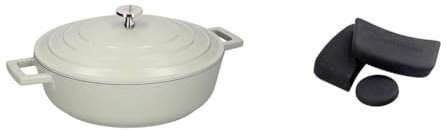 MasterClass 4L Mint Shallow Casserole Dish with MasterClass Heat-Resistant Silicon Pan Handles and Lid Handle (3pc)