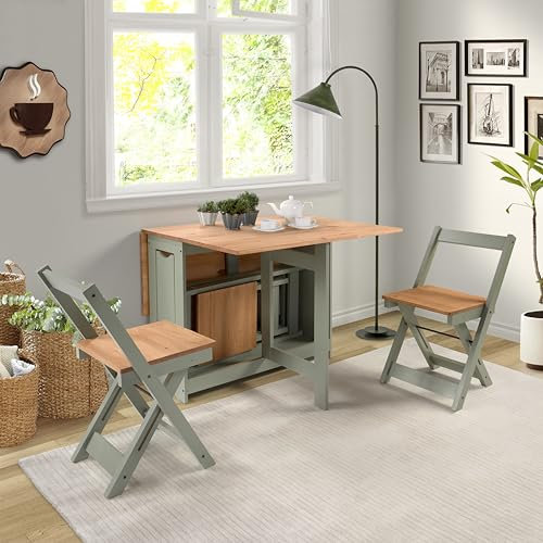 Seconique Santos Butterfly Dining Set in Green/Distressed Waxed Pine
