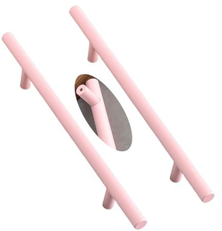 JMCXSM592 2 Stück Möbelgriffe Aluminiumlegierung Bunte Kinderzimmer-Pulls Schrankgriff Rundstab T-Shape,Profilgriff Türklinken Kleiderschrankgriffe Schubladen Knöpfe (Lochabstand 160mm,Rosa)