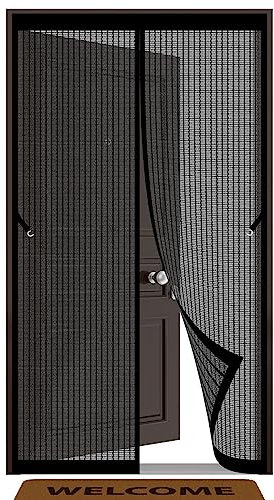 Porte moustiquaire magnétique 80 x 210 cm - Rideau en maille anti-insectes pour balcon, terrasse, terrasse - Facile à installer - Noir