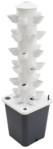 Akuoyiexemye Kit per coltivazione verticale idroponica a 6 ripiani, con 30 siti di impianto, serbatoio dell'acqua da 10 l, sistema di coltivazione di piante senza terra, torre idroponica per balconi,
