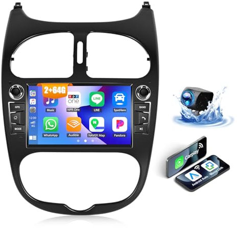 OiLiehu 2+64G Android 13 Autoradio 2 Din für Peugeot 206/Peugeot 206CC/Citroen C2 2002-2010 Radio 7 IPS Autoradio mit Bildschirm Bluetooth WiFi GPS Mirror Link FM RDS SWC EQ Rückfahrkamera