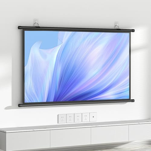 Pantalla De Proyector 60 Pulgadas 72 Pulgadas, Pantalla De Proyección Enrollable Manual, Ligera y Montable, Ideal para Cine en Casa y Oficina | Compatible con 4K UHD, Full HD 1080P 3D(16:9,72)
