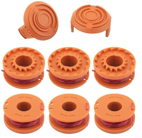 Für WORX Rasenmäher Ersatzteile Spule Modell WA0010 und Abdeckung Modell WA6531 für Kompatibilität mit mehreren Modellen Insgesamt 8 Stück