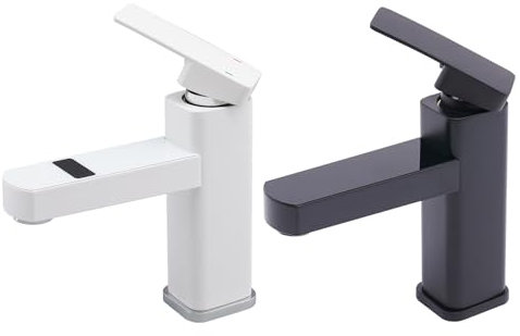 vinnyooc Wasserhahn Bad mit LED, Waschtischarmatur für Badezimmer, Küchen, Duschen, Waschbecken (Schwarz)