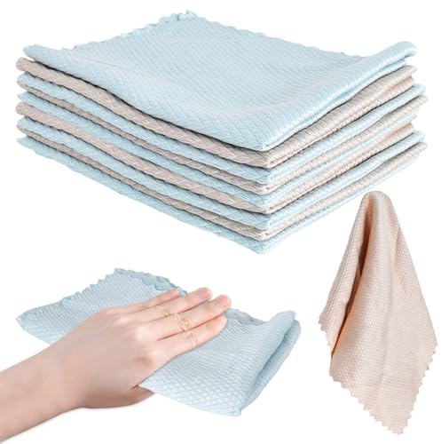 Disnace Lot de 10 Chiffons de Nettoyage en Écailles de Poisson, Chiffons en Microfibres Lingette Essuie pour Verre Torchons de Cuisine, Torchon Nettoyage Réutilisable Lavable, 30 * 40cm
