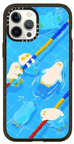 CASETiFY Impact iPhone 12 Pro Max Hülle [MagSafe-kompatibel/Schutz vor Stürzen aus 2,5 m Höhe/Schlank] - Pool Time - Clear Black