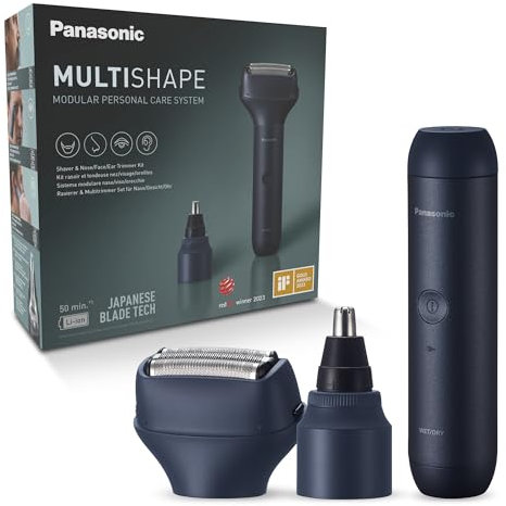 Panasonic XSHAPE-JUNIOR MULTISHAPE, Unité principale/Batterie Li-ion, Tête tondeuse nez, oreille et visage, Tête rasoir 3 lames