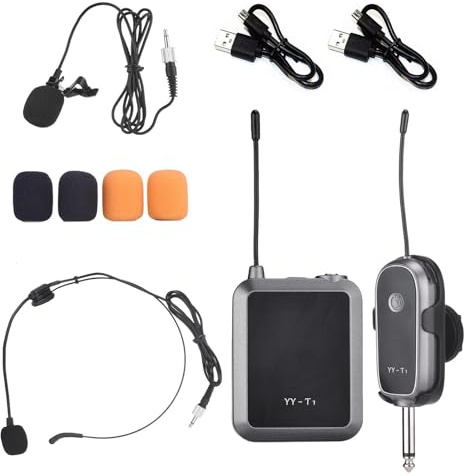 SHUAIGUO Ensemble de Microphones sans Fil Lavalier avec Micro 32 Canaux pour L'enseignement des Conférences et Vlogs