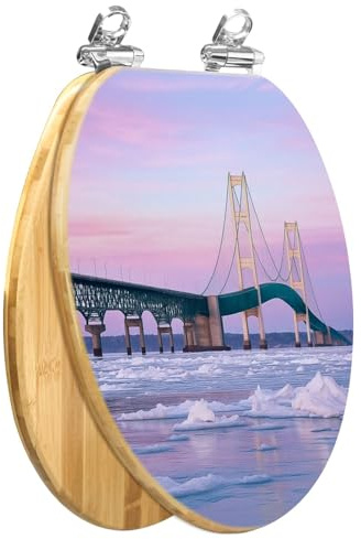 Walnut Wood Elongated Toilet Seat with Slow Close Lid and Quick-Release Hinges, Easy to Clean (18.5x14)
