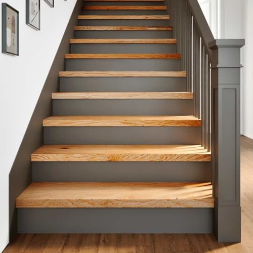 Frdhee Tappeto per scale, gradini, 20 pezzi, marrone chiaro, 100 x 30 x 2 cm, legno massello di rovere per bambini, anziani e animali domestici