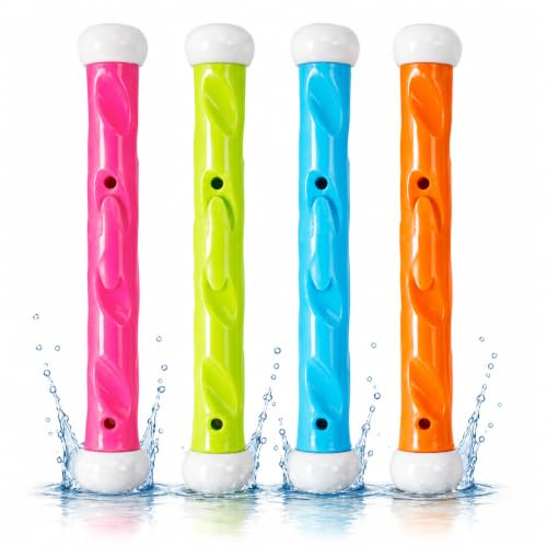 TK Gruppe Timo Klingler 4X Tauchstäbe für Kinder & Erwachsene - Pool & Schwimmbad - Wasserspielzeug für Tauchspielzeug zum Tauchen - Tauchringe (4X Tauchstäbe)