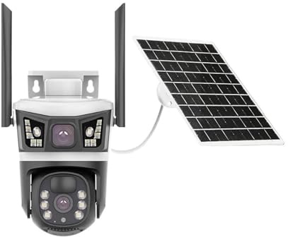 Telecamera IP solare 4G da 12MP 6K Telecamera IP esterna Zoom 10X Doppia lente Doppio schermo Cam PTZ Telecamera di sicurezza impermeabile con tracciamento automatico umano(4G Cam add 32G Card)