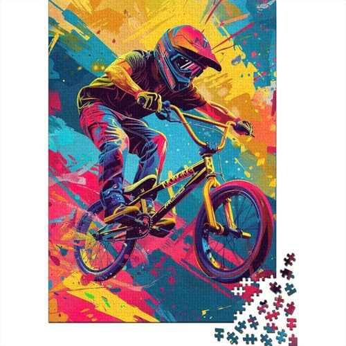 Cyclist Colorful Art 1000 Piece Jigsaw Puzzle Paper for Adults BMX Style Puzzle Game for Family 38x26cm/1000pcs
