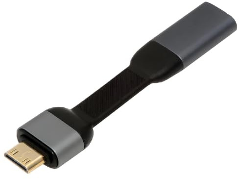 cablecc Câble adaptateur USB-C plat ultra fin type C femelle vers mini HDMI mâle 4K 60 Hz HDTV 1080p pour ordinateur portable, tablette, téléphone 88 mm connecteur inclus