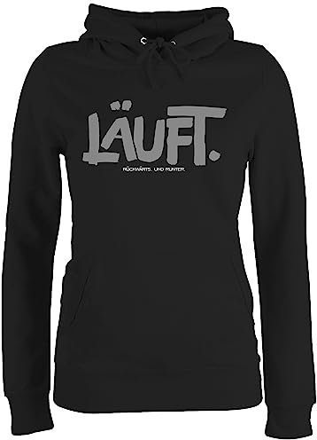 Pullover Damen Hoodie Frauen - Statement - Läuft - Läuft Lustig Sprüche Lustiger Spruch Nerd Geek Läuft bei Mir - M - Schwarz - Statement-Pullover sprueche läuft. Hoody Pulli mit sprüchen