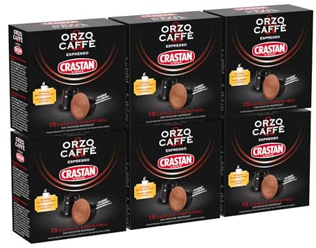 CRASTAN 1870 - Capsule compatibili Nespresso - Orzo & Caffè - 6 Box da 15 Capsule - Da zuccherare