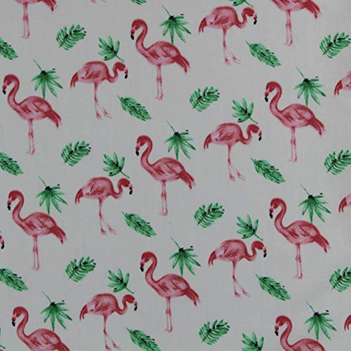 aufodara 1 Stück Stoff Meterware 1lfm 150CM breit, reiner Baumwolle, Dekostoff Baumwollstoff zum Nähen, Baumwolltuch modische Muster (Grün - Flamingo)