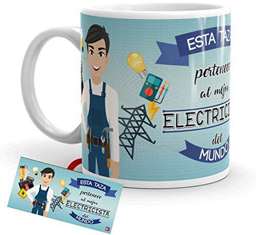 Kembilove Taza de Café del Mejor Electricista – Taza de Desayuno para la Oficina – Taza de Café y Té para Profesionales – Tazas de Cerámica de Profesiones para Electricistas