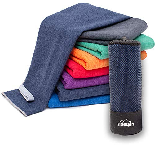 Mikrofaser Handtuch Set - für Sauna, Fitness, Sport I Strandtuch, Sporthandtuch I Navy_Brush S: 80x40