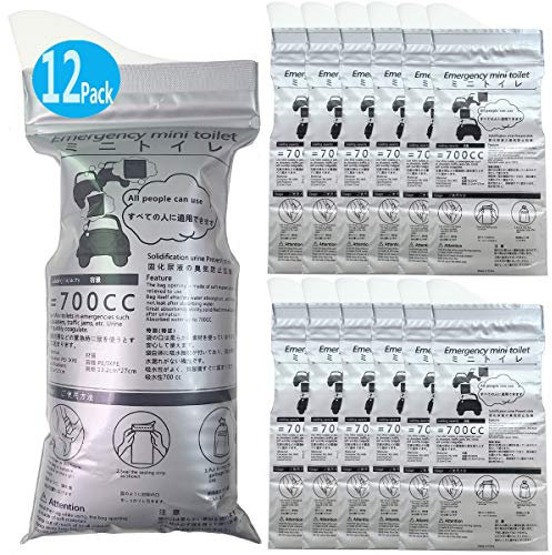 Alled Einweg-Urinbeutel, 12 Stück 700 ml Urinbeutel für Unterwegs Camping, Reisen, Outdoor, Urinal, Toilette, Stau, Notfall, tragbar, Auto, Erbrochenes Tasche, Gel für Männer, Frauen, Kinder