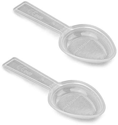 2x Kunststoff Messlöffel/Dosierlöffel - 5 ml - transparent - 1,25/2,5/5 ml