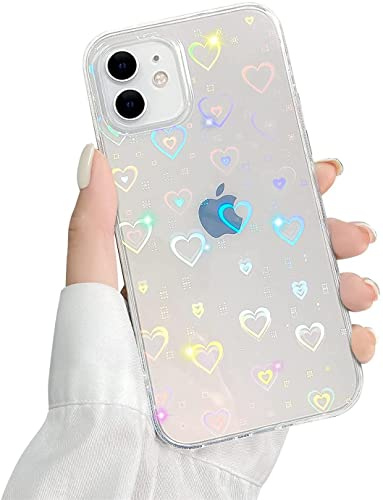 Jacyren Hülle für iPhone 11 Pro Transparent Silikon Case iPhone 11 Handyhülle Stoßfest Kratzfest TPU Schutzhülle Glitzer Herz Muster Durchsichtige Schutzhülle Bumper Handyhülle für iPhone 11 Pro
