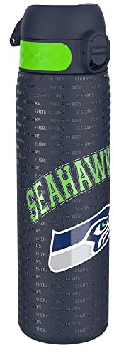 NFL Seahawks Gourde Inox Léger, 600ml, Non Isolé, Anti-Fuite, Facile à Ouvrir, Verrouillage Sécurisé, Lavable au Lave-Vaisselle, Poignée de Transport, Durable, Acier Inoxydable