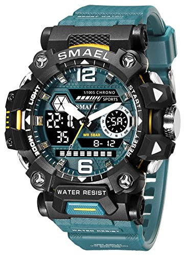 SMAEL Herren Militär Uhr Outdoor LED Digital Wasserdichte Taktische Armee Sportuhren für Männer Hellgrün 8072, Hellgrün