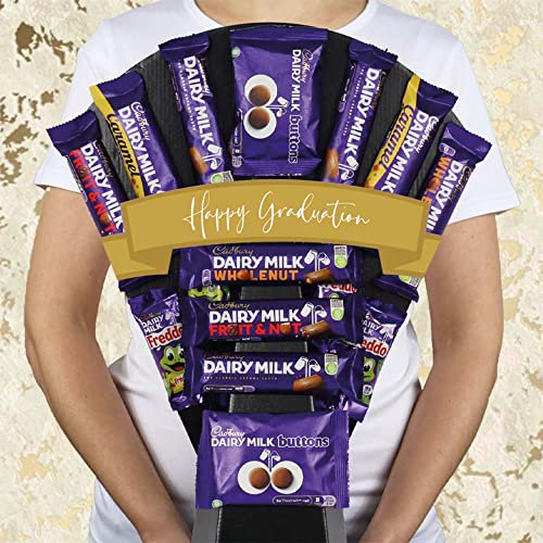The Dairy Milk Selection Chocolate Bouquet With Whole Nut, Caramel, Fruit & Nut, Buttons & More - Happy Graduation