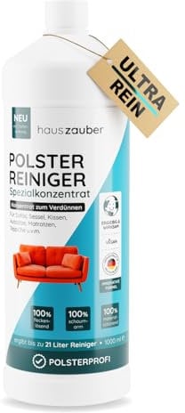 hauszauber® - Polsterreiniger Konzentrat [EXTRA REIN] - 1000 ml - Für Waschsauger, Nasssauger und manuelle Reinigung - Sofa, Auto, Couch, Sessel, Teppich - Fleckenentferner