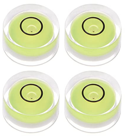 sourcing map 4pcs Round Bubble Level 15x8mm Mini Circular Bullseye Spirit Levels Degree Marked for Leveling Camera Tripod Telescope Workshop Turntable, Lime