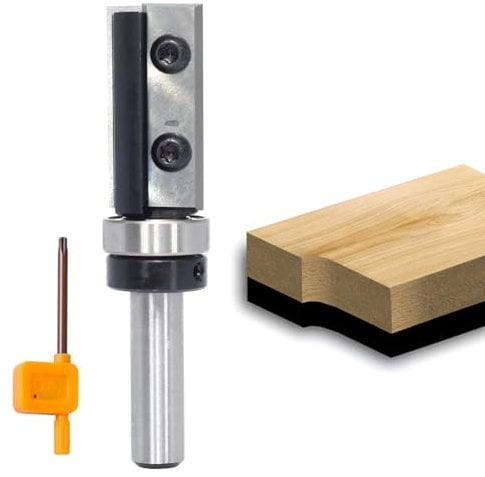 Sinoprotools Wendeplatten Bündigfräser,8mm Schaft Schnittlänge 30mm,Bündiger Fräser mit 4-seitigen Austauschbare Hartmetall(HW),mit Kugellager,für Holzbearbeitung Bündig Trimmen(S=8,Ф=16,I=30)