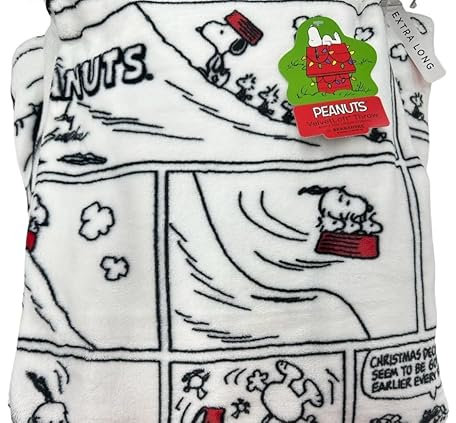 Berkshire Blanket & Home Co Peanuts Gang Christmas Velvet Soft Plush Throw Blanket (White - Comic Strip, Throw 60x70)