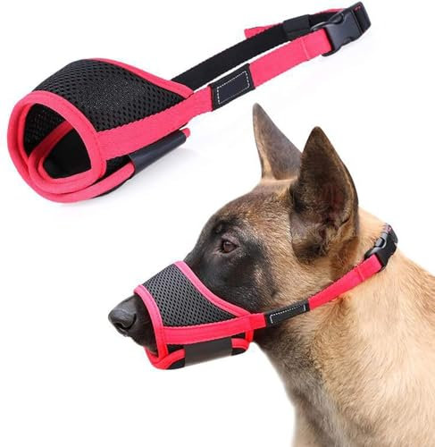 Hundetrainings-Maulkorb Zur Verhinderung von Beißen und Bellen, Hundemaulkorb Nylon-Hundemaulkorb Mesh-Gürtel, Verstellbarer Ring und Kissen,OneColor-L