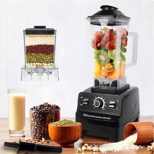 Blender Smoothie Maker, Black Table Blender with 10 Adjustable Speeds, 2L Effective Capacity Container, Equipped with 6 Stainless Steel Blades, 3200W, Max 48000 RPM(2 cups)
