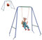 Outsunny 2 In 1 Nursery Swing for Toddlers, Kids, Garden Swing Set with Comfortable Seats, Safety Belt for Indoor, Outdoor Play - Blue and Orange
