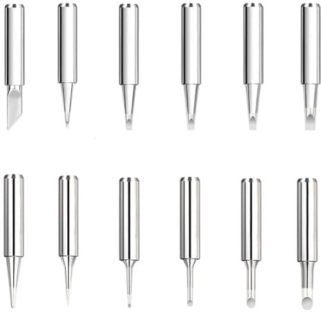 12 PCS Soldering Iron Tips Kit - Replacement Tips for 900m Solder Iron - Lead-Free Copper Tips Compatible with Hakko, Radio Shack, Tenma, Atten, Quick, Aoyue Soldering Irons