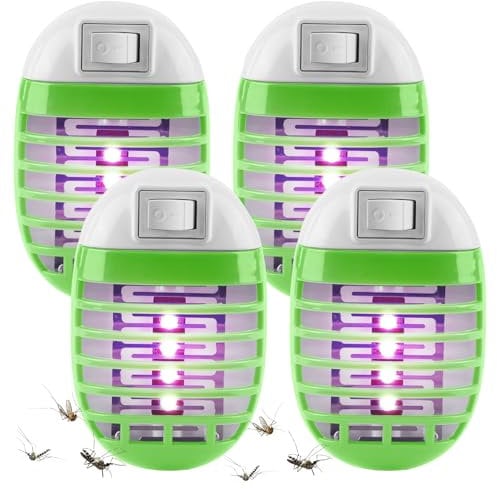 4 Stück Mückenlampe, Insektenvernichter Elektrischer, Mückenstecker Mückenlampe, Insektenvernichter Steckdose, Mückenschutz Steckdose für Fliegen, Mücken, Motten, Küche, für Schlafzimmer, Indoor