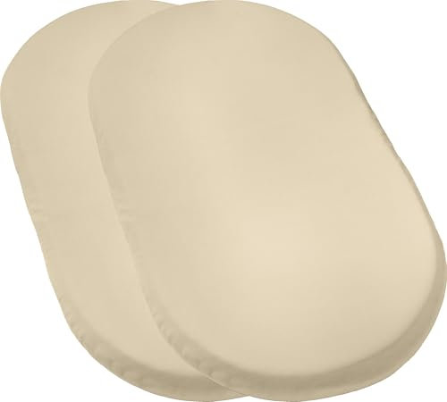 REDBEST Single-Jersey Baby-Spannbettlaken San Francisco 2er- Pack, 100% Baumwolle, Natur Größe 40x70 cm oval - weiche Qualität, bügelfrei, Rundumgummi, bis 6 cm Höhe