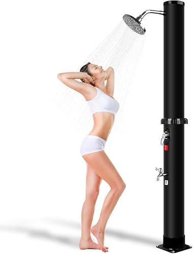 Qdreclod Ducha Solar Exterior, 35 litros Ducha Exterior Jardin con Regulador de Agua Caliente y Fría, Ducha Piscina Exterior 216 CM, Máx 60℃ (35 Liter)