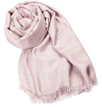 MAPIMANIA - Stola Elegante Donna Rosa-Argento per Cerimonia e Matrimonio – Scialle Estivo in Seta 195x90 cm, Coprispalle per Abito da Sera