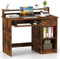 COSTWAY Computer Desk, Wooden PC Laptop Table Writing Workstation with Sliding Keyboard Tray, Adjustable Storage Shelf and Drawer, Modern Home Office Work Study Desk (Rustic Brown)