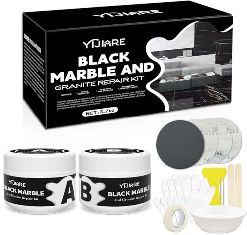 Kit di riparazione per marmo 100 g, kit di riparazione per ceramica nera, adatto per vasca da bagno, fessure, graffi e fori - kit di riparazione per lavandini in porcellana