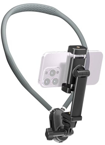 Neck Phone Holder for Go Pro/Video Recording, Wearable Hands Free POV/Vlog Selfie Mount with Chest Strap, 360°Adjustable Around Cell Phone Stand Compatible with iPhone16 15 14 13 12 Galaxy Android