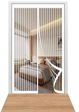 Mosquitera Magnetica 90 x 207 cm Se Cierra Automáticamente Mosquitera Puertas Fácil Instalación sin Taladrar para Puertas Correderas/Terraza, Blanco